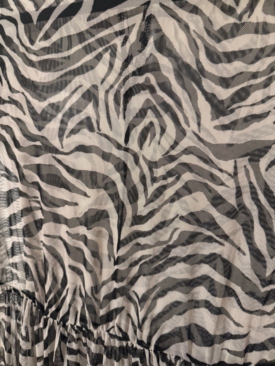 Dressed in Lala Black & White Zebra Print Mesh Maxi Dress - Picture 3 of 10